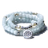 108 Natural Stone Mala Bead Lotus Pendant Bracelet