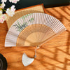 Chinese Style Bamboo Folding Fan with Silk Leaf and Tassel