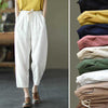 Women's Cotton Harem Pants With Pockets, High Waist Drawstring Trousers