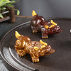 Color Changing Tea Pet Figurine, Feng Shui Wealth Toad and Pixiu Charm