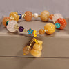Amethyst Crystal Charm Bracelet with Four Leaf Clover