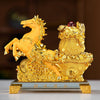 Gold-Tone Horse and Wealth Tree Statue