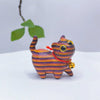 Hand-Carved Rainbow Wood Cat Figurine