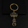 Lotus and Seed Syllable Necklace or Keychain in Stainless Steel