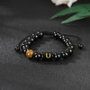Alphabet Letter Bracelet with Tiger Eye and Black Glass Beads
