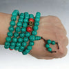 Turquoise 108 Bead Mala Bracelet with Red Accents