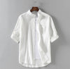 Men's Linen Blend Stand Collar Shirt With Pocket