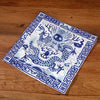 Embroidered Tea Mat, Square Coaster with Dragon Phoenix