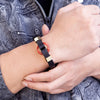 Stone Ring Leather Bracelet with Magnetic Clasp