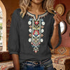 Women's Embroidered Boho T-Shirt, Spring Cotton Blend Top