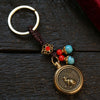 Chinese Zodiac Brass Keychain with Eight Guardian Buddhas