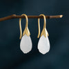 Magnolia Drop Earrings with White Stone