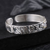 S999 Silver Dragon Bangle with Red Stone, Handmade Men's Cuff