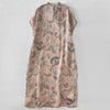 Vintage Paisley Floral Mandarin Collar Women's Sleeveless Long Dress