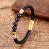 Stone Bead Leather Bracelet Unisex