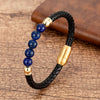Stone Bead Leather Bracelet Unisex