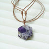 Hexagon Crystal Pendant Necklace Handmade Adjustable Cord