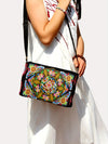 Embroidered Canvas Crossbody Bag, Floral and Peacock Designs