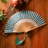 Chinese Style Bamboo Folding Fan with Silk Leaf and Tassel