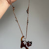 Resin Black Brown Cat Flower Bead Peace Necklace