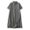 Casual Vintage Plaid Pattern Lapel Short Sleeve Midi Dress With Pockets