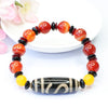 Nine-Eye Dzi Bead Black Agate Bracelet