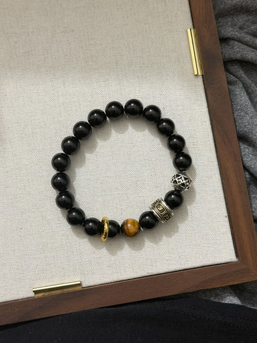 Natural Crystal Bracelet with Six True Words Mantra Charm