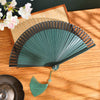 Chinese Style Bamboo Folding Fan with Silk Leaf and Tassel