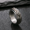 Rotatable Stainless Steel Ring with Carved Motifs