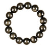 Black Obsidian Bracelet, 12mm Silver Sheen Beads