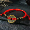 Copper Coin Fortune Red String Weave Bracelet