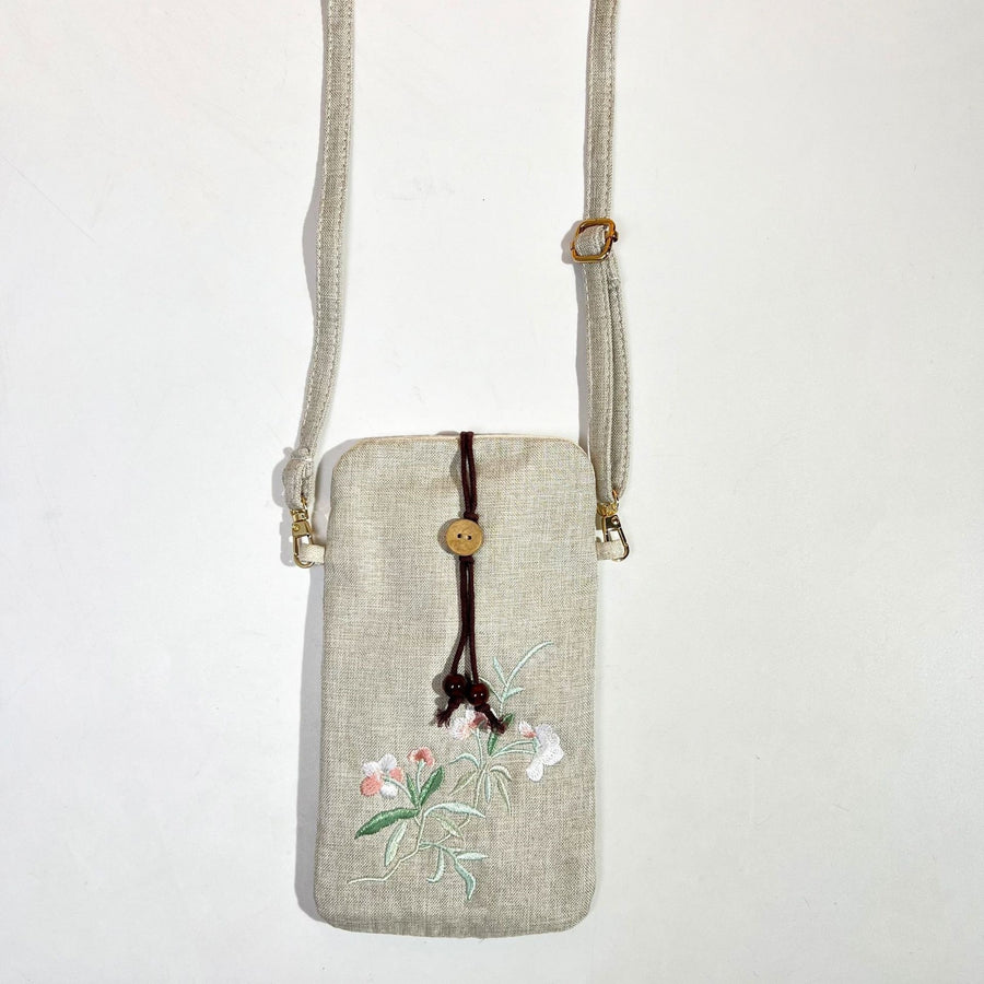 Embroidered Floral Crossbody Bag for Phone and Essentials