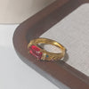 Retro Oval Openwork Adjustable Ring with Faux Gemstone