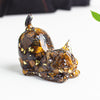 Resin Cat Figurine with Crystal Gravel, Desk Decor