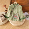 Vintage Chinese Embroidery Floral Shirt Frog Button Top