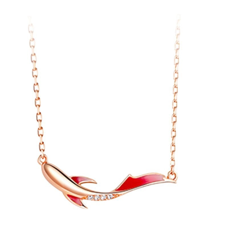 925 Sterling Silver Koi Fish Necklace with Enamel