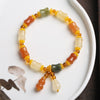 Natural Golden Silk Jade Gourd Wealth Charm Bracelet
