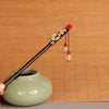 Floral Wood Hairpin with Tassel, Traditional Chinese Style