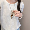 Geometric Wood Pendant Necklace, Handmade Resin Charm