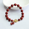 Cinnabar Rose Bracelet with Gold-Tone Accents