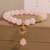 Pink Crystal Bracelet with Four Leaf Clover Charm