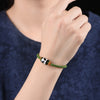 Handmade Green Braided Rope Bracelet with Tiger Tooth Dzi Bead