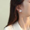 Natural Pearl Flower Stud Earrings, Silver Post