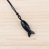 Carved Fish Stone Pendant Necklace, Natural Gemstone Charm