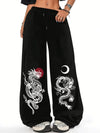 Dragon and Moon Wide Leg Pants for Women