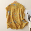 Women's Sleeveless Shirts Summer Tang Style Vintage Frog Button Orchid Floral Tank Top
