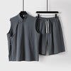 Men's Cotton Linen Vest and Shorts Set, Chinese Style Sleeveless Top