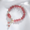 Strawberry Quartz Crystal Bracelet with Pixiu Charm
