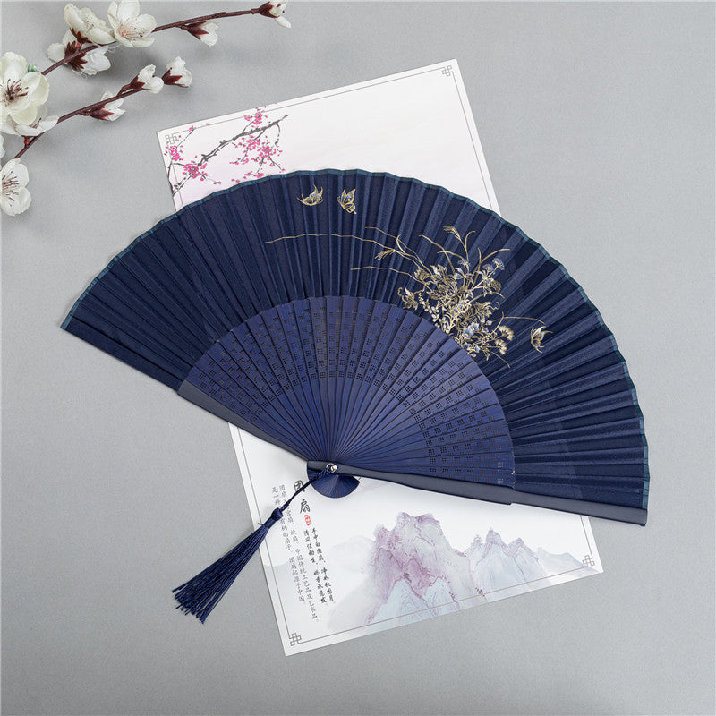 Chinese Style Folding Hand Fan with Nature Motifs