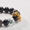 Dragon Bracelet with Silver-tone Obsidian and Green Phantom